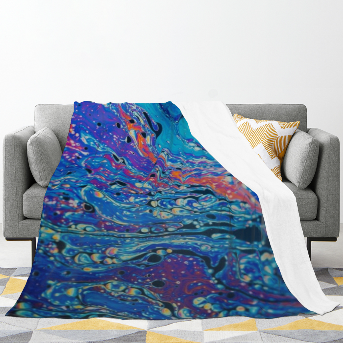 Cozy Ocean Blue Saffron Drift Decorative Flannel Blanket