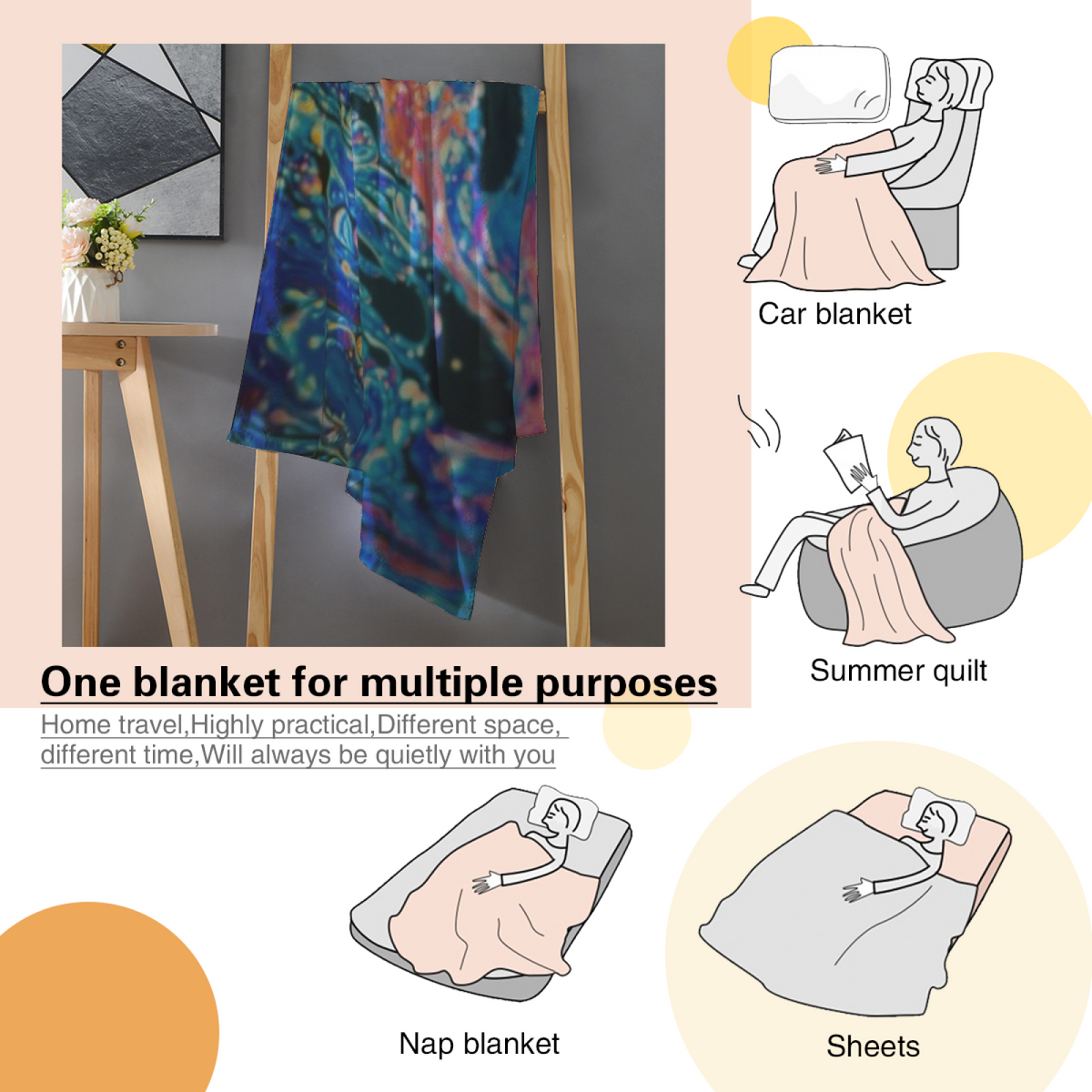 Cozy Ocean Blue Saffron Drift Decorative Flannel Blanket