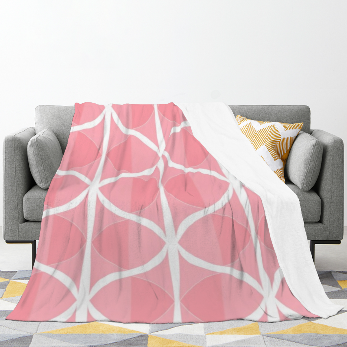 Serene Tapestry Expressive Print Flannel Sofa Throw in Pastel Multicolor