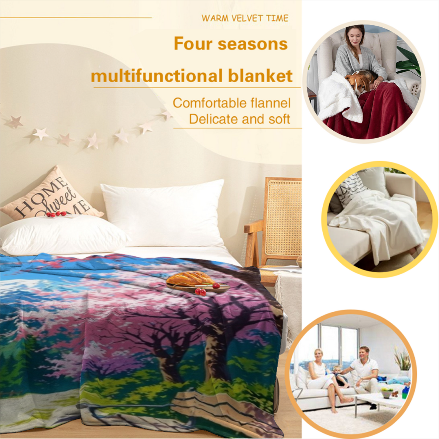 Contemporary Decorative Throw Blanket ¨C Artistic Graphic Cozy Home Blanket
