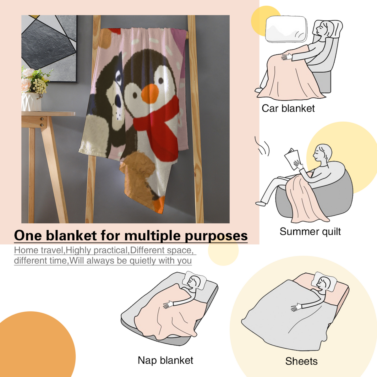 Winter Woodland Animal Party Flannel Throw Blanket