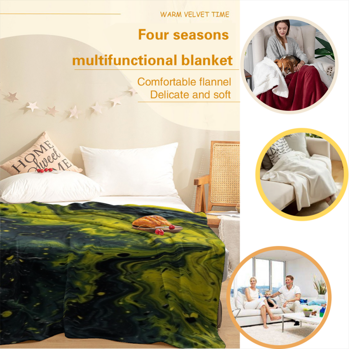 Colorful Contemporary Art Throw Blanket ¨C Stylish Printed Cozy Blanket