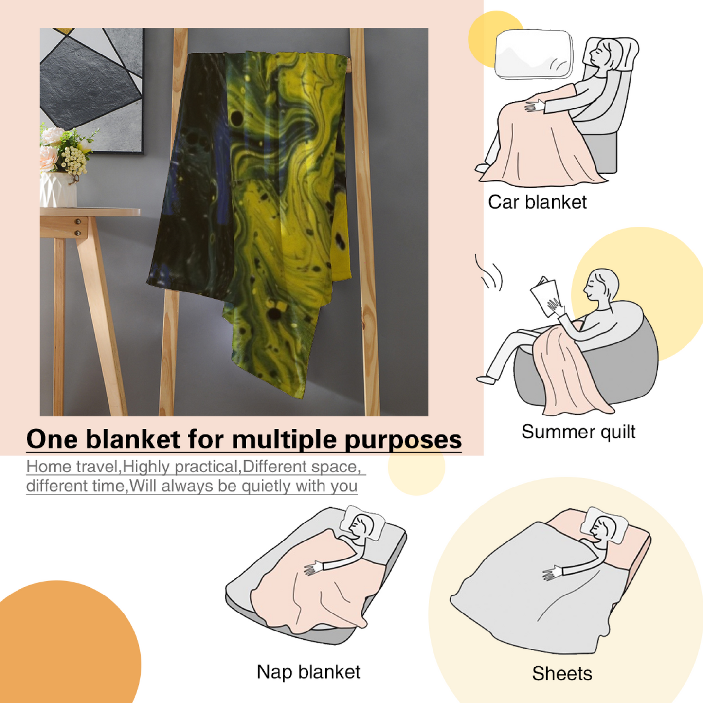 Colorful Contemporary Art Throw Blanket ¨C Stylish Printed Cozy Blanket