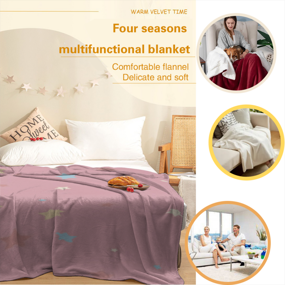 Soft Minimalist All-Season Flannel Blanket ¨C Misty Solstice Collection