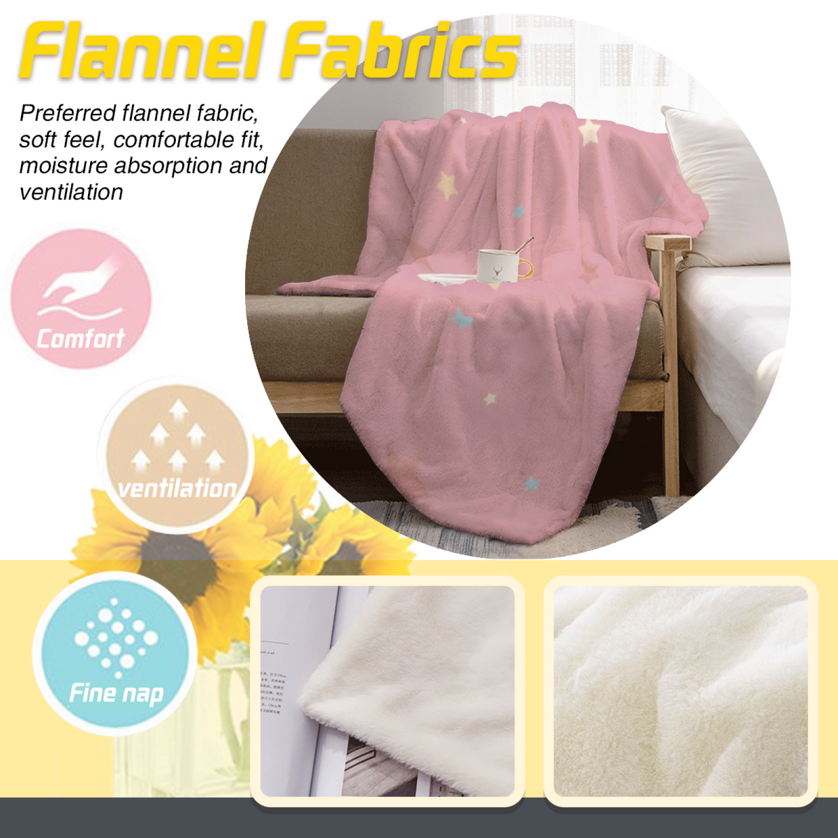 Soft Minimalist All-Season Flannel Blanket ¨C Misty Solstice Collection