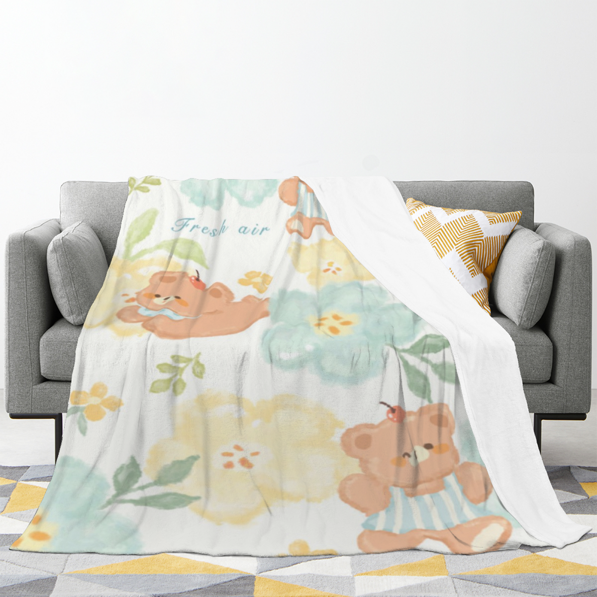 Copper Wander Creamy Ivory Modern Art Flannel Throw Blanket