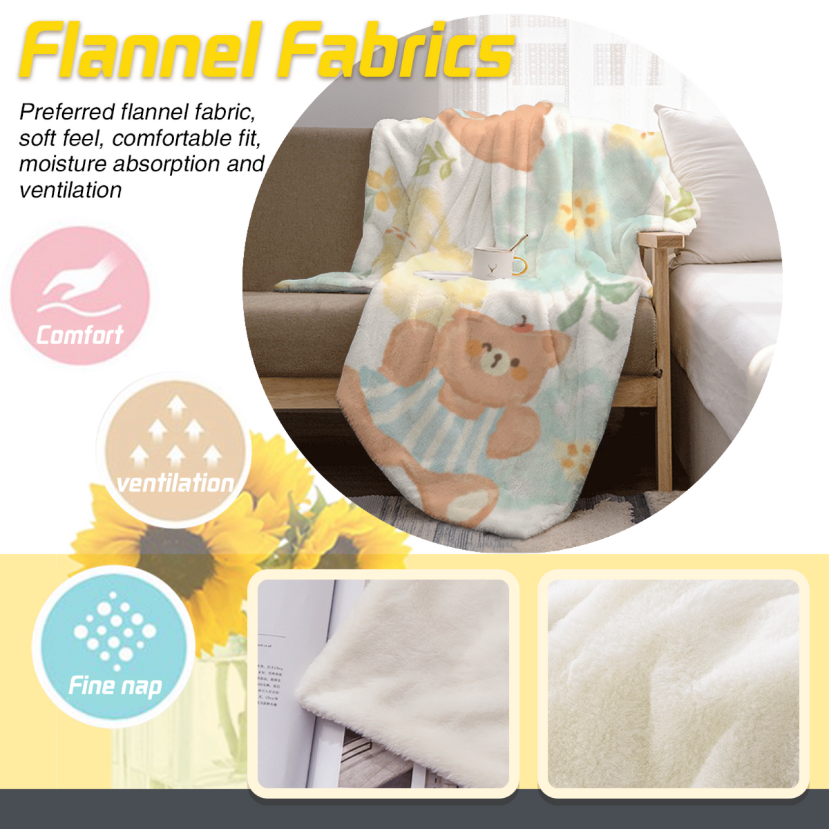 Copper Wander Creamy Ivory Modern Art Flannel Throw Blanket