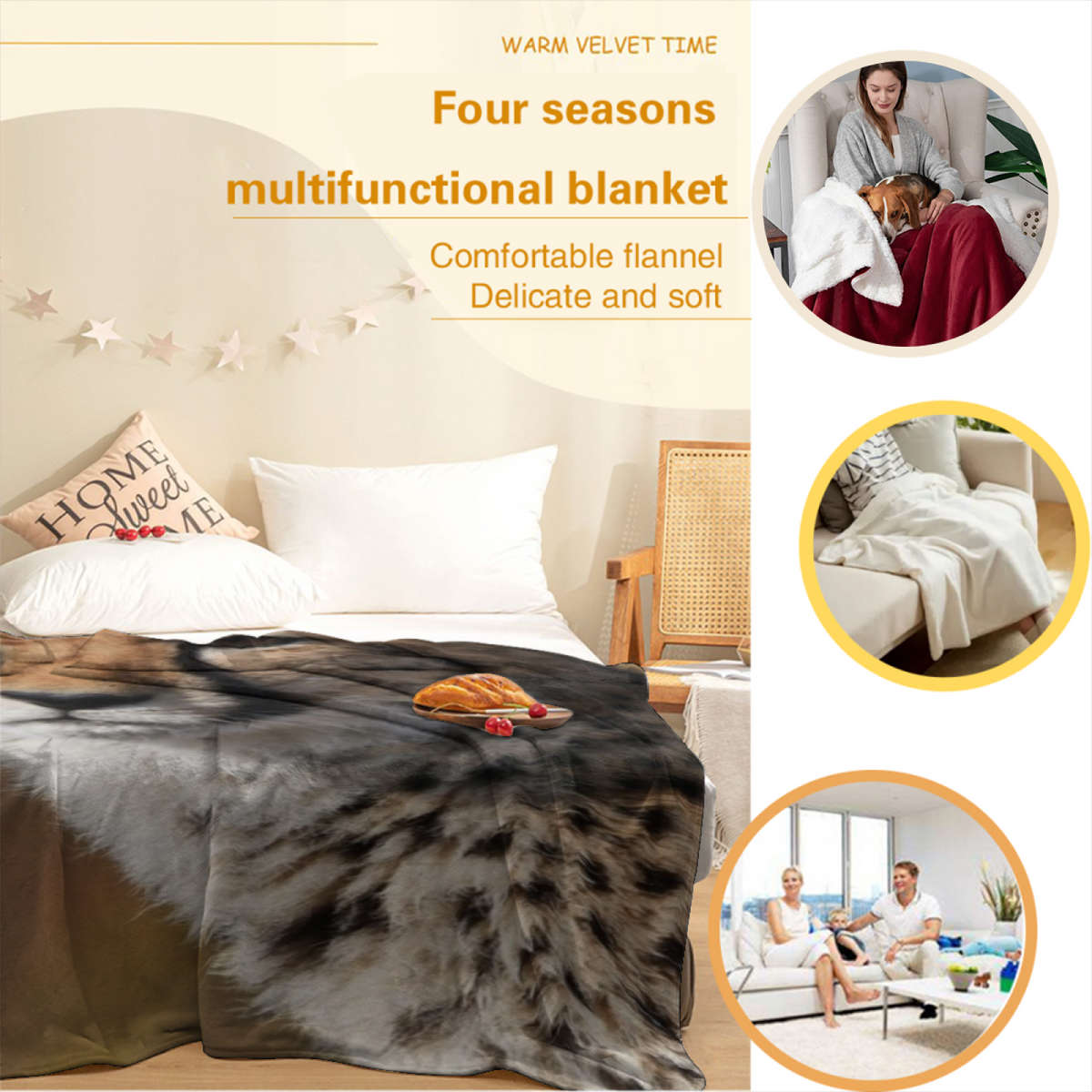 Blush Vista Soft Neutral Bohemian Lightweight Flannel Throw