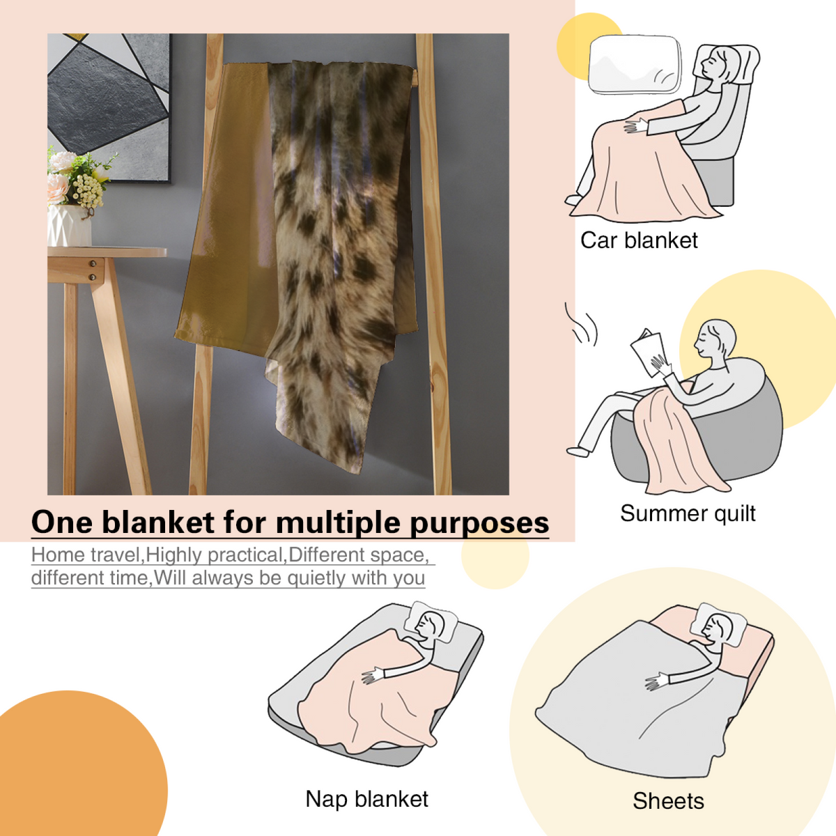 Blush Vista Soft Neutral Bohemian Lightweight Flannel Throw