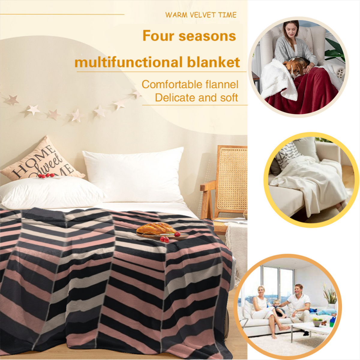 Watercolor Vista Home Accent Lightweight Flannel Throw ¨C Soft Neutral