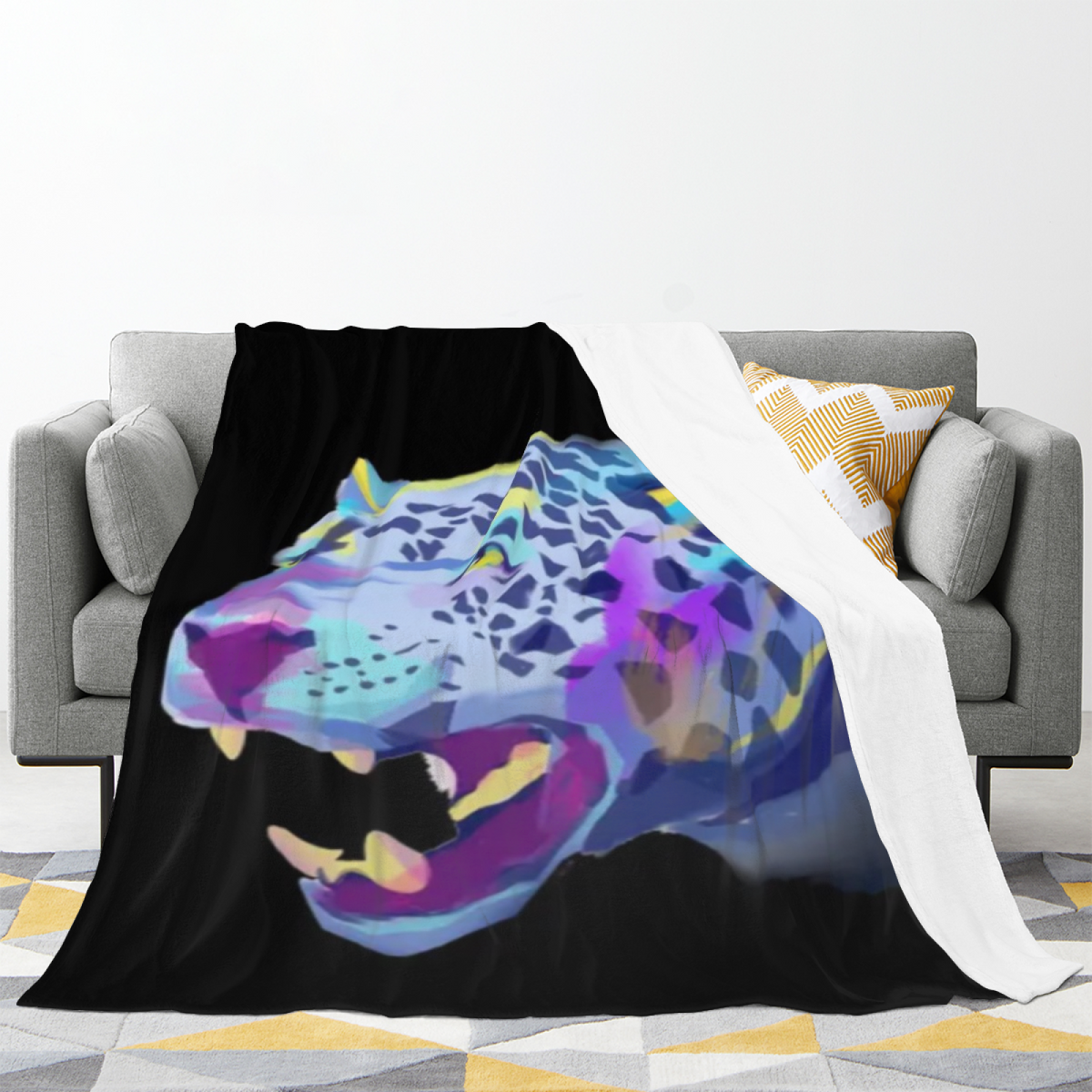 Cinnamon Nectar Expressive Print Flannel Sofa Throw in Dusty Lilac