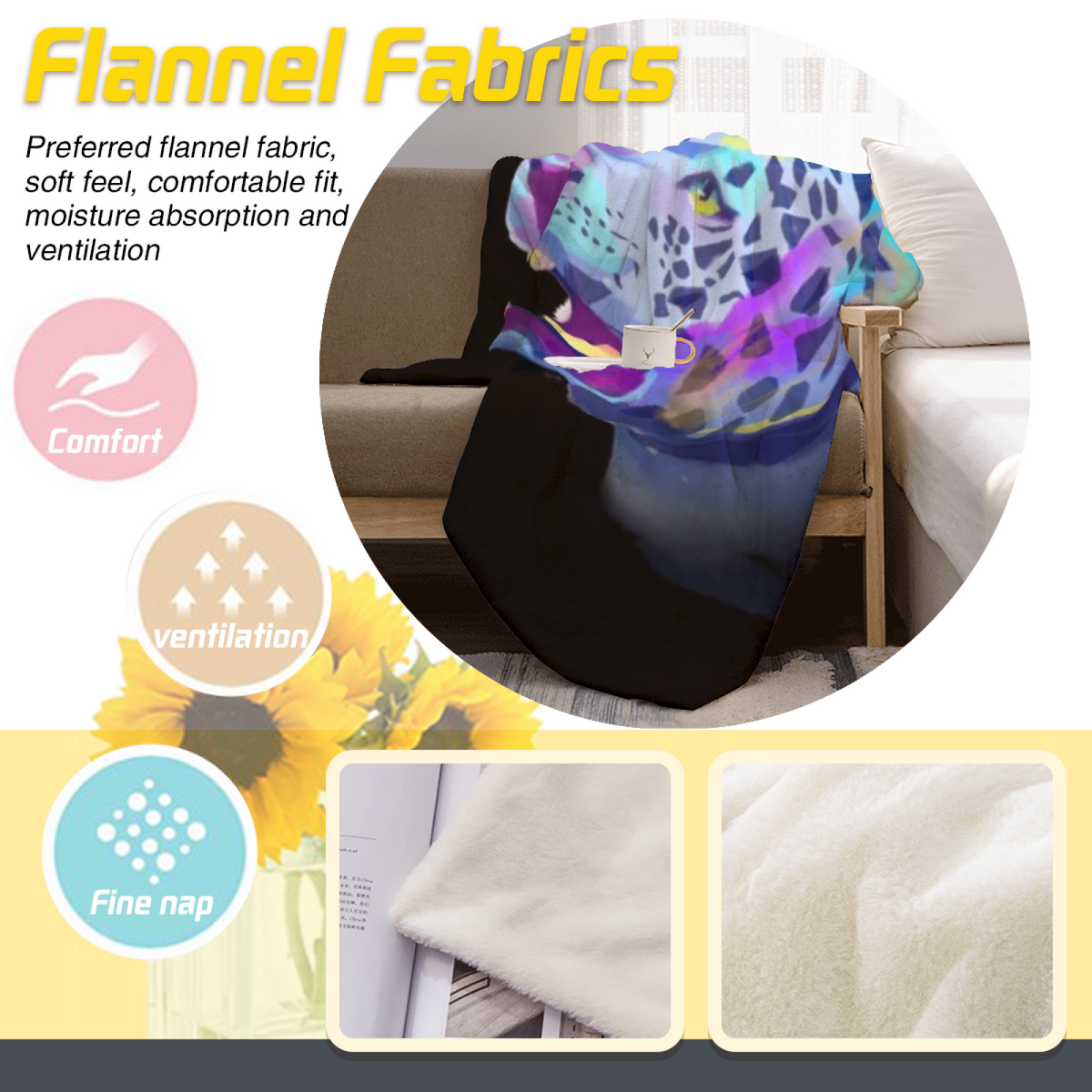 Cinnamon Nectar Expressive Print Flannel Sofa Throw in Dusty Lilac