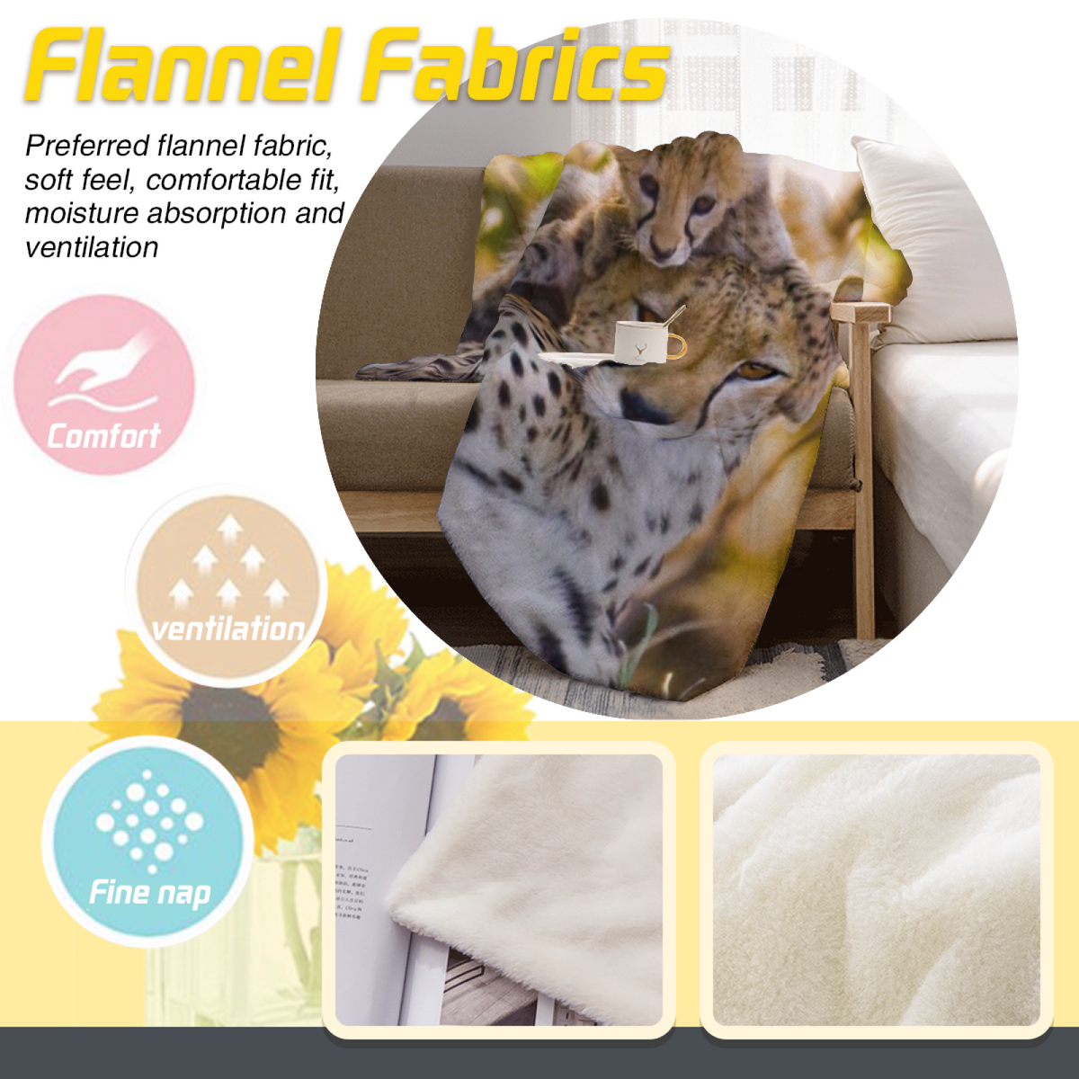 Electric Mirage Muted Sage Art Flannel Throw Blanket