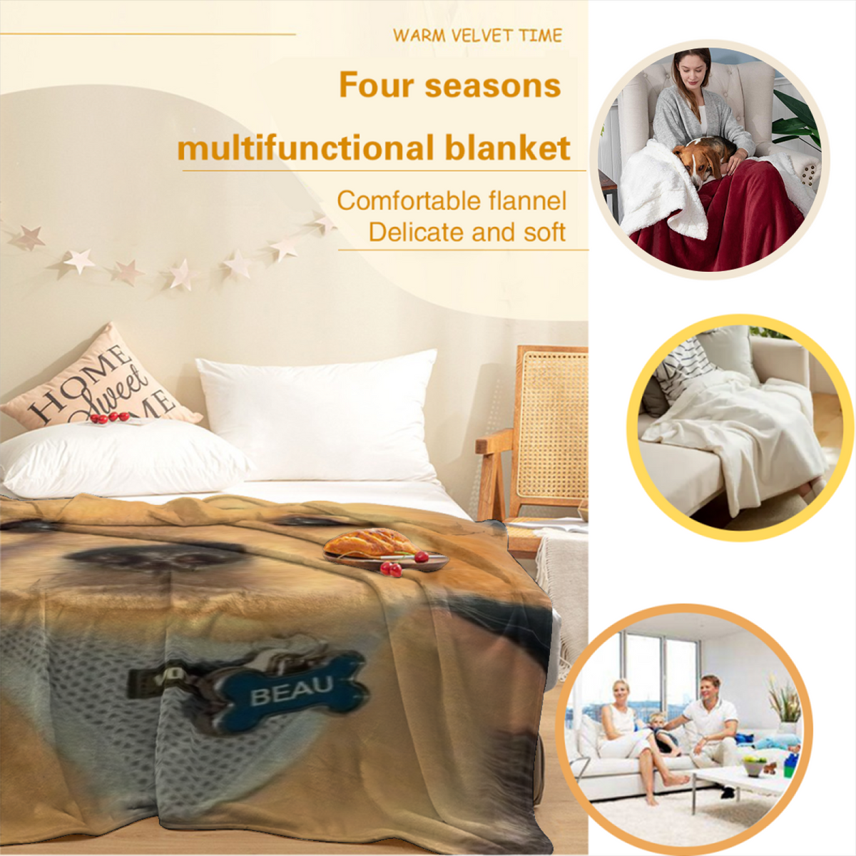 Orchid Sketch Earthy Multicolor Modern All-Season Flannel Blanket