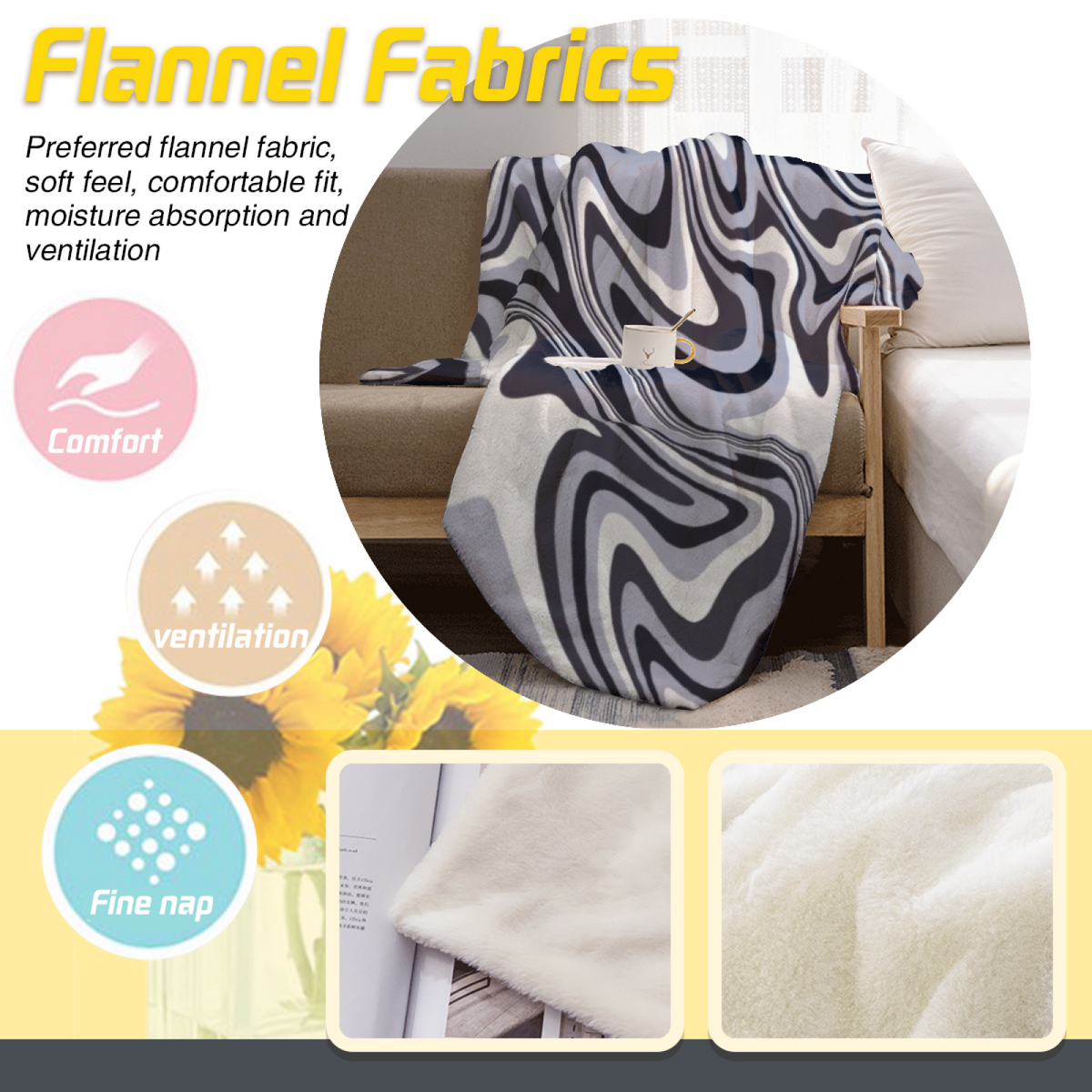Decorative Flannel Blanket with Twilight Mosaic Cozy Cottage Artwork