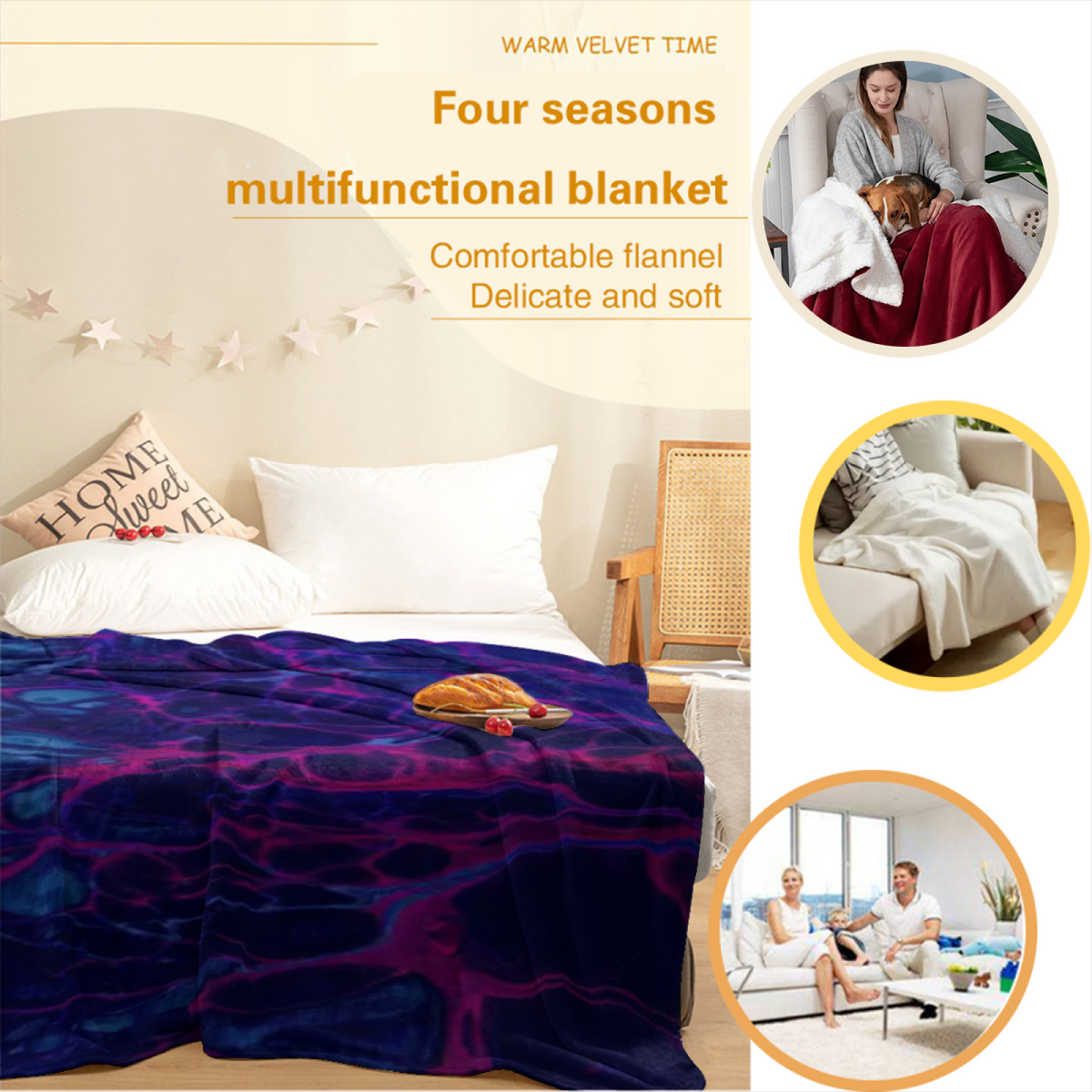 Aurora Tapestry Home Accent Soft Flannel Blanket ¨C Warm Coral