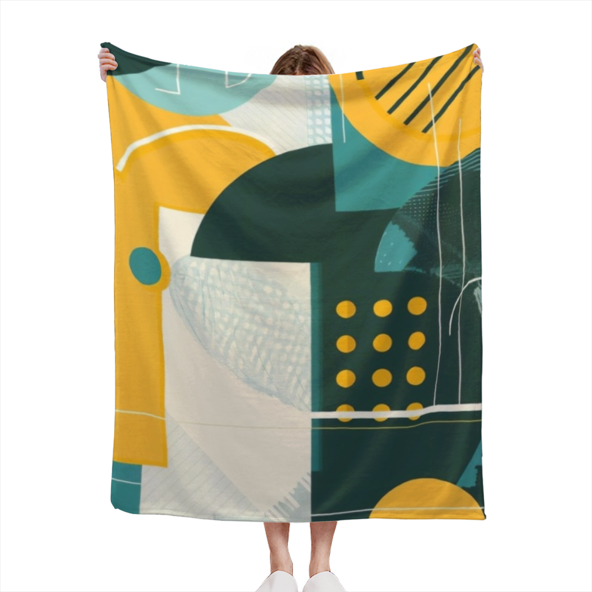 Saffron Echo Soft Neutral Art Plush Flannel Throw
