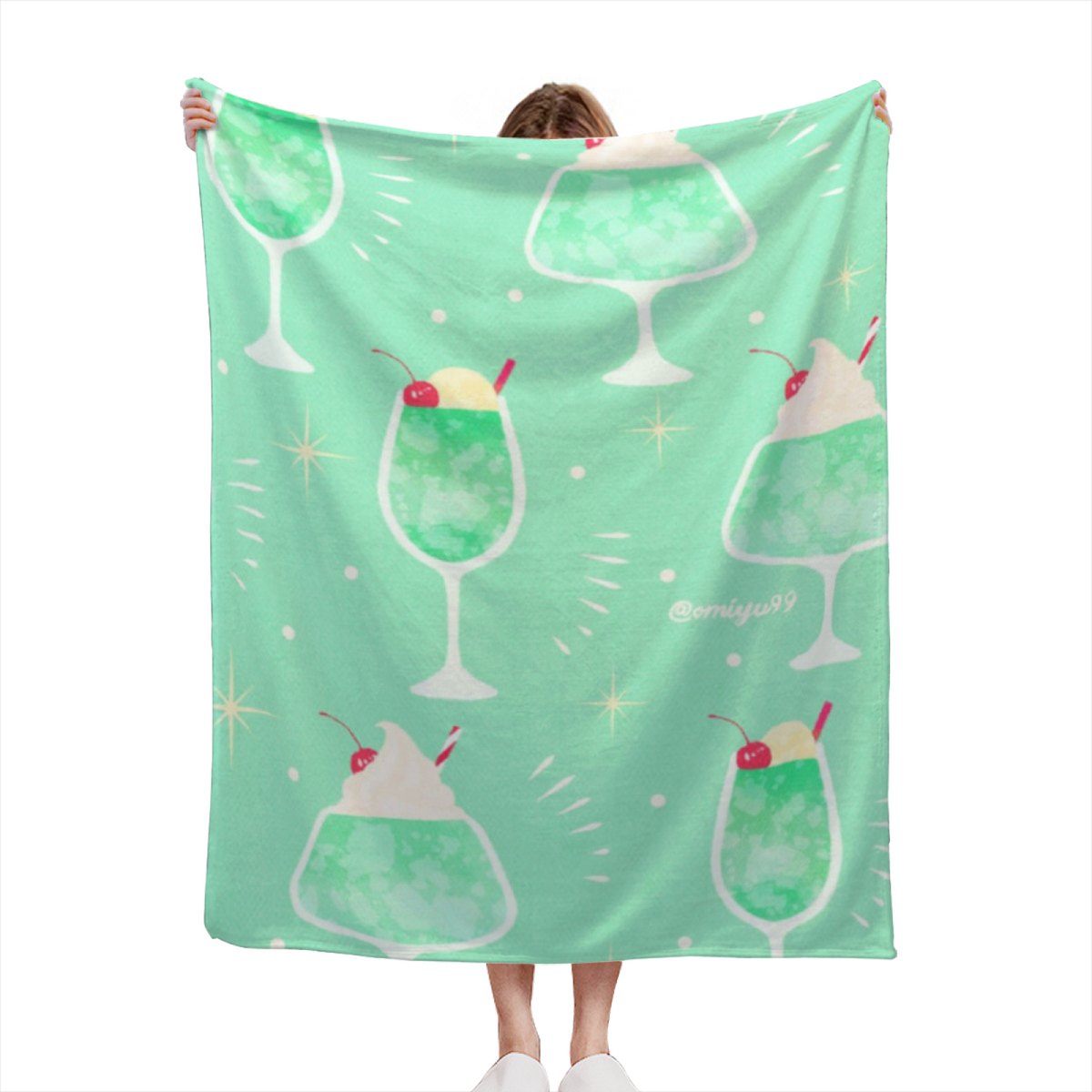 Ember Mosaic Soft Sage Art Decorative Flannel Blanket