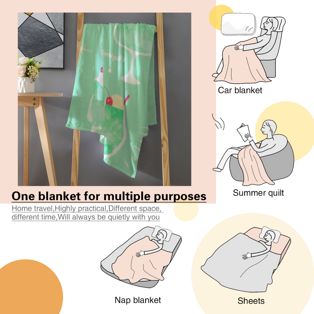 Ember Mosaic Soft Sage Art Decorative Flannel Blanket