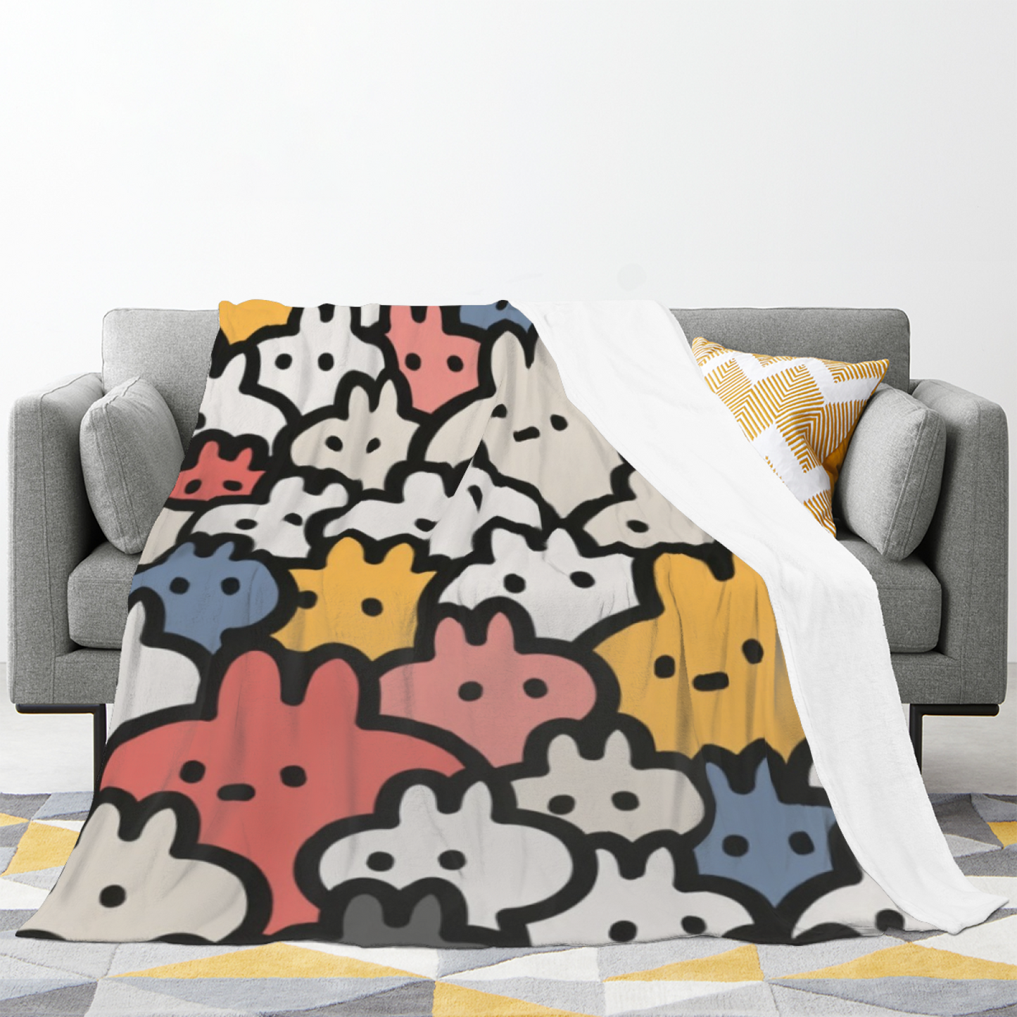 Modern Graphic Throw Blanket ¨C Contemporary Colorful Printed Cozy Blanket