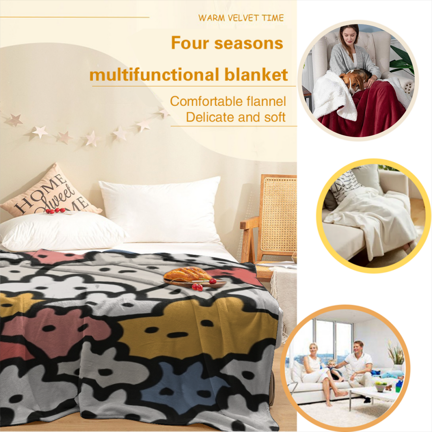 Modern Graphic Throw Blanket ¨C Contemporary Colorful Printed Cozy Blanket
