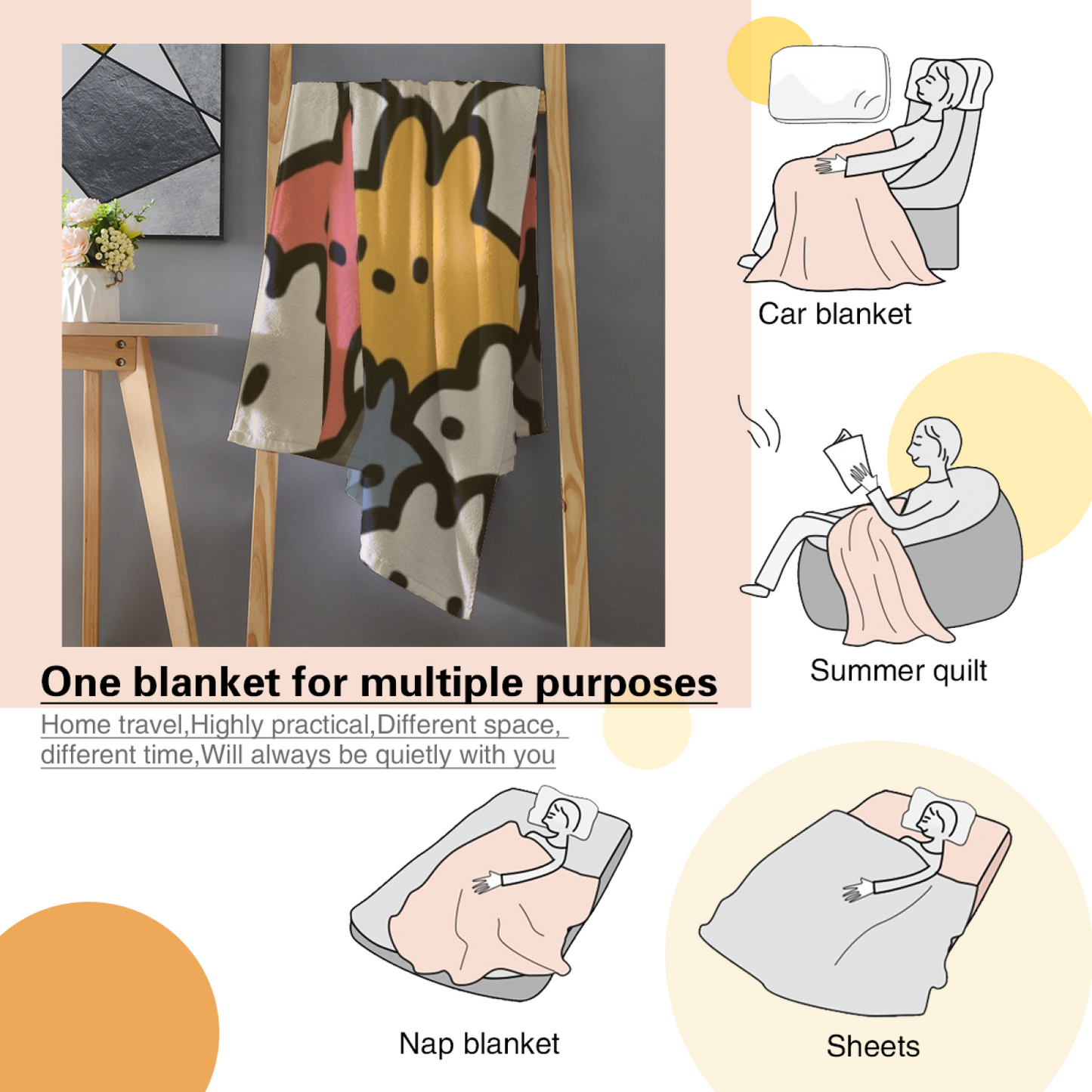 Modern Graphic Throw Blanket ¨C Contemporary Colorful Printed Cozy Blanket