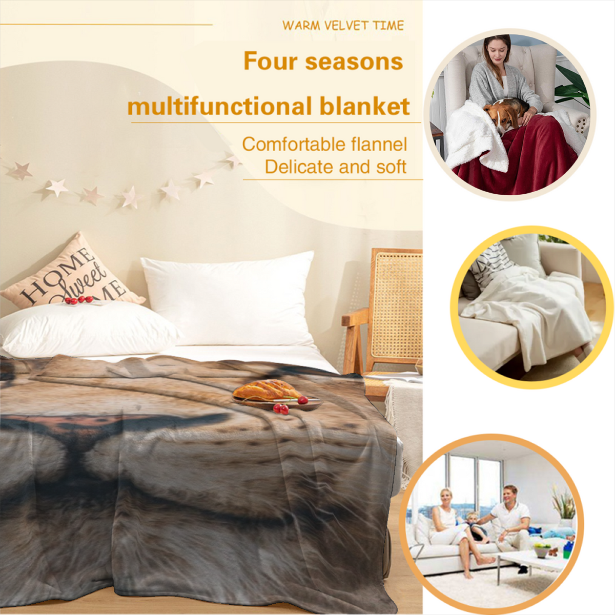 Orchard & Orchard Playful Graphic Plush Flannel Throw