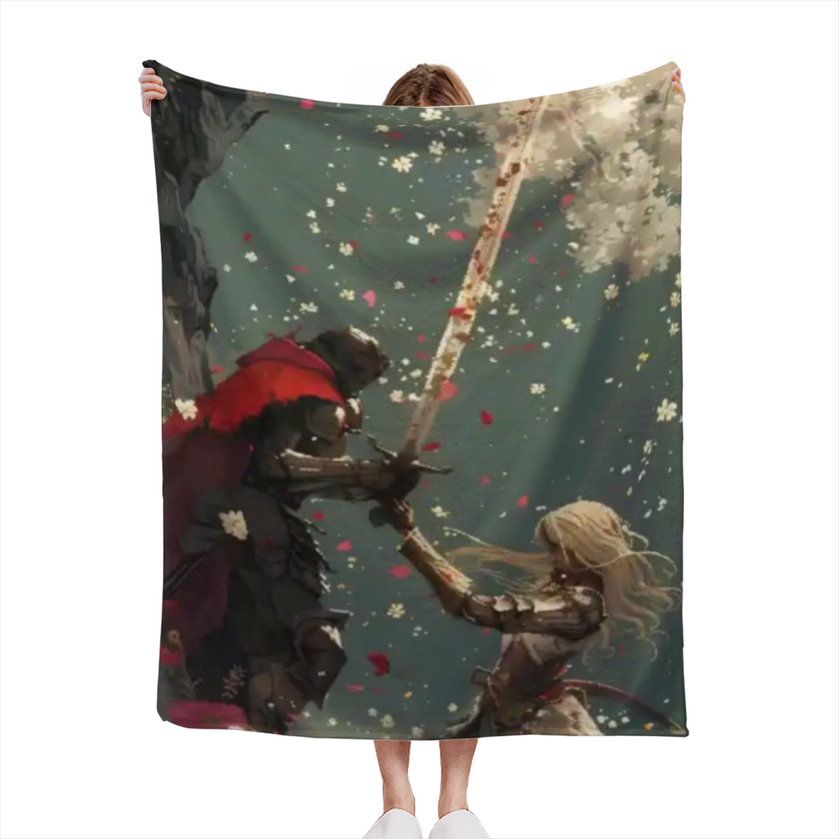 Eclectic Design Evergreen Wander Warm Coral Cozy Flannel Bed Blanket