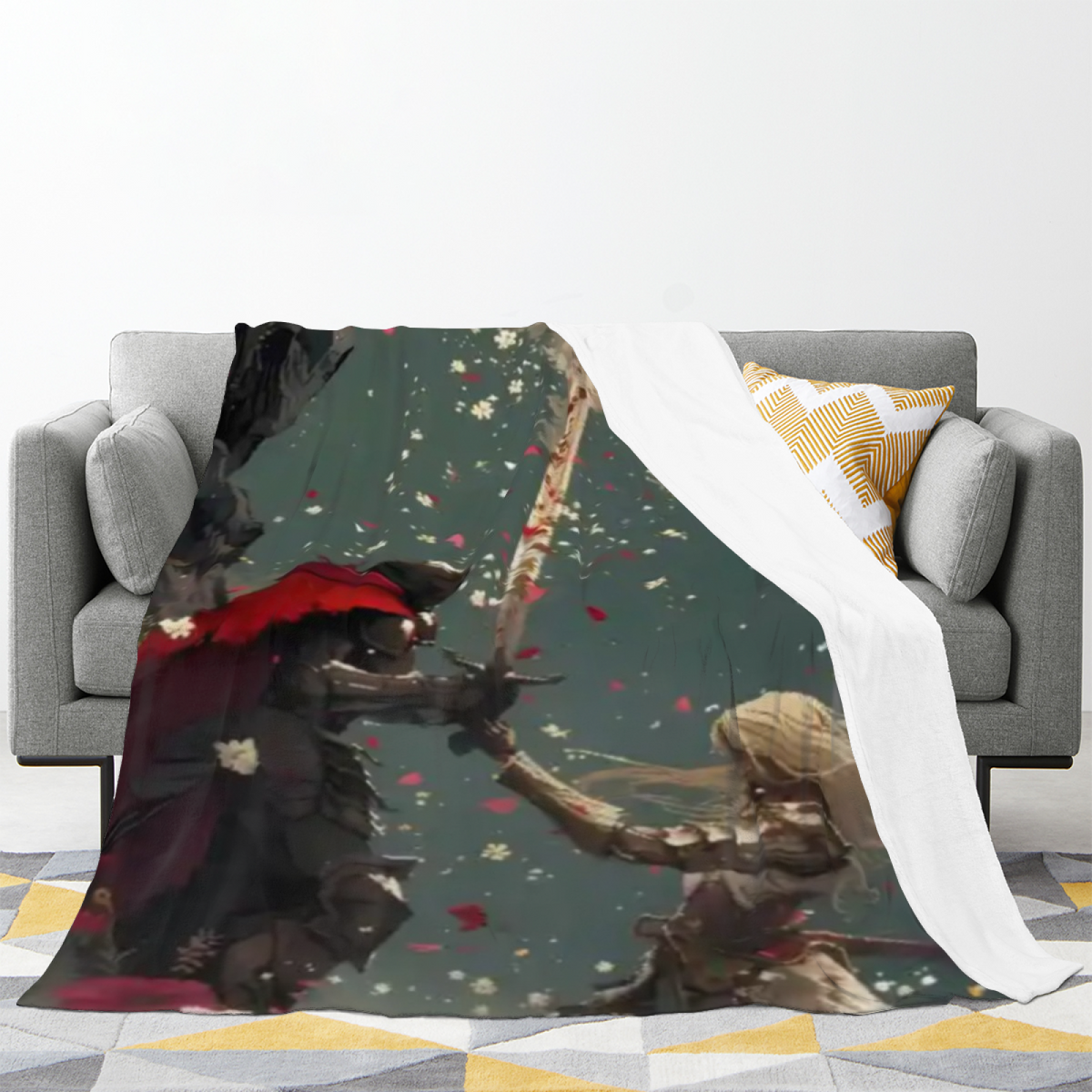 Eclectic Design Evergreen Wander Warm Coral Cozy Flannel Bed Blanket