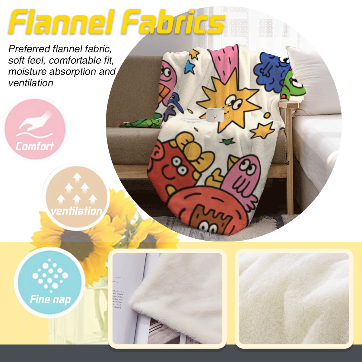 Evergreen Picnic Lightweight Flannel Throw in Dusty Lilac