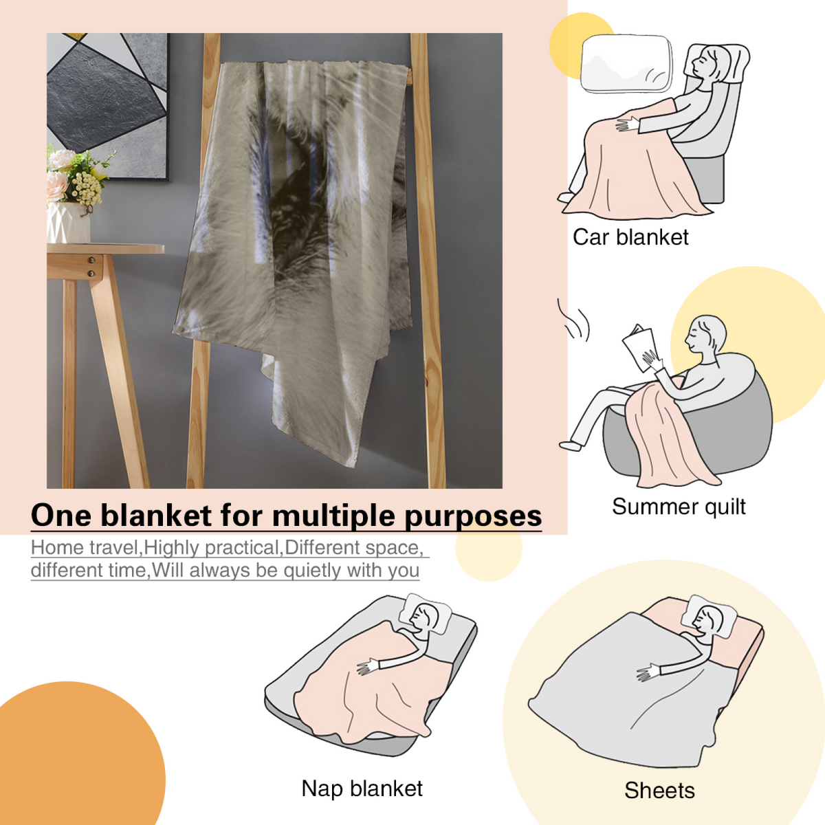 Soft Neutral Blush Whimsy Cozy Flannel Bed Blanket