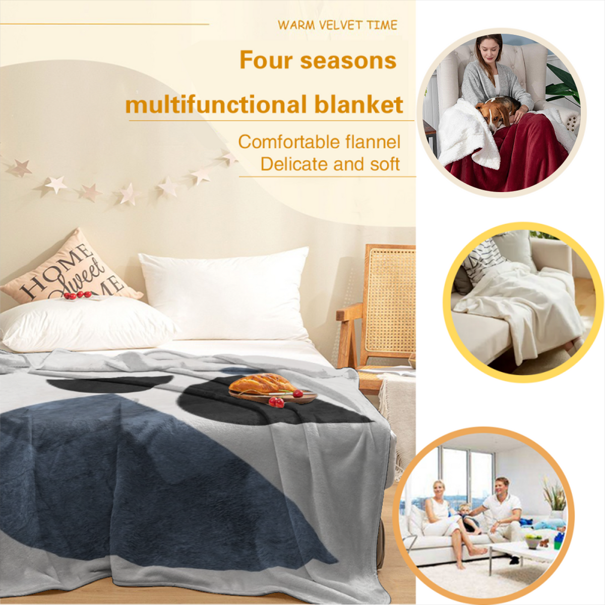 Marigold Valley Home Accent Lightweight Flannel Throw ¨C Soft Neutral