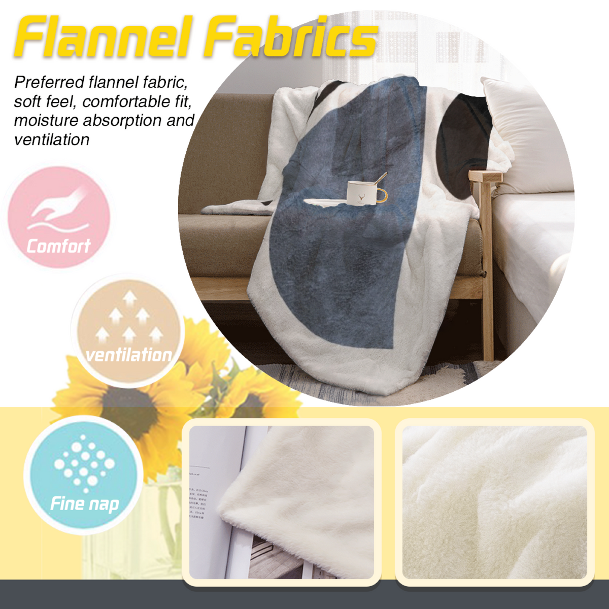 Marigold Valley Home Accent Lightweight Flannel Throw ¨C Soft Neutral