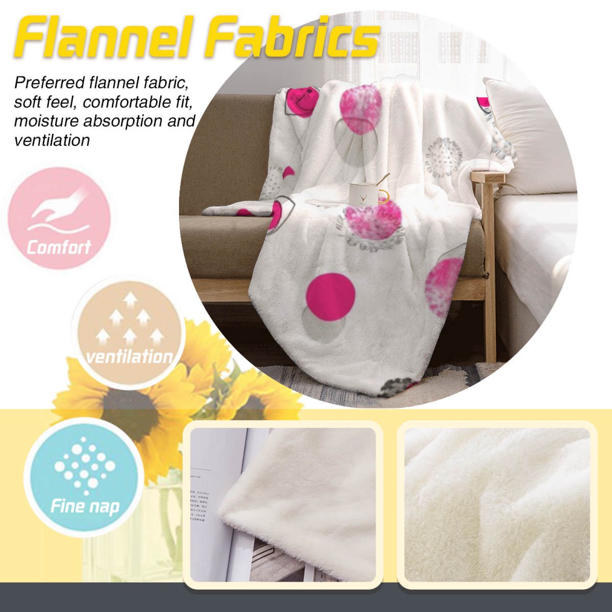 Frosted Blossom Soft Flannel Blanket in Dusty Lilac