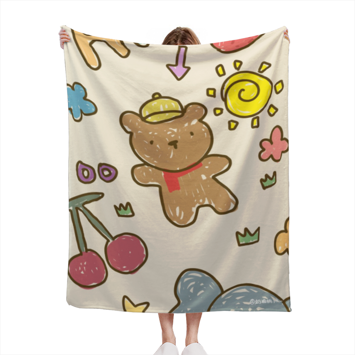 Ember Charm Soft Neutral Retro Soft Flannel Blanket