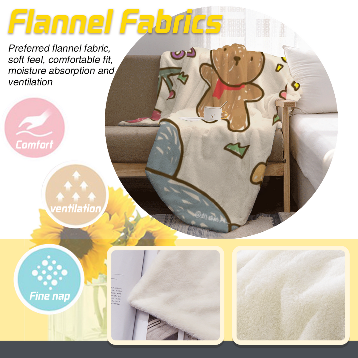 Ember Charm Soft Neutral Retro Soft Flannel Blanket