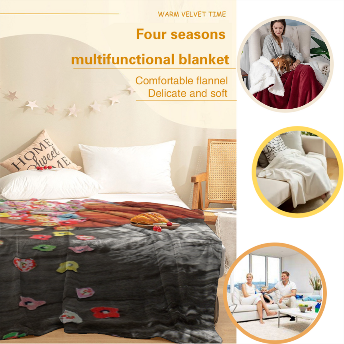 Soft Minimalist All-Season Flannel Blanket ¨C Heather Whisper Collection