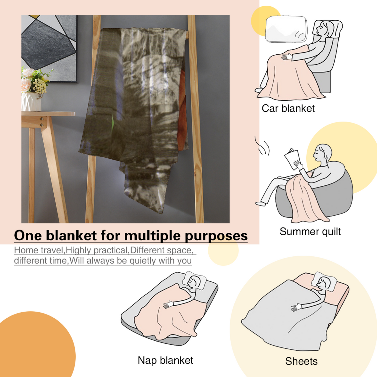 Soft Minimalist All-Season Flannel Blanket ¨C Heather Whisper Collection