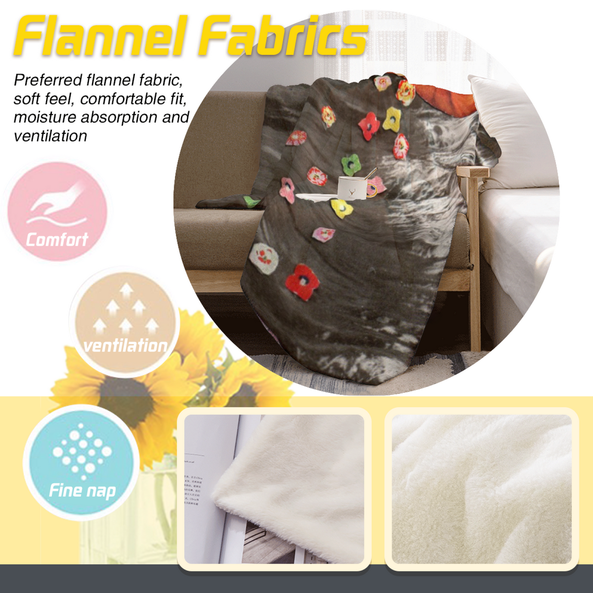 Soft Minimalist All-Season Flannel Blanket ¨C Heather Whisper Collection