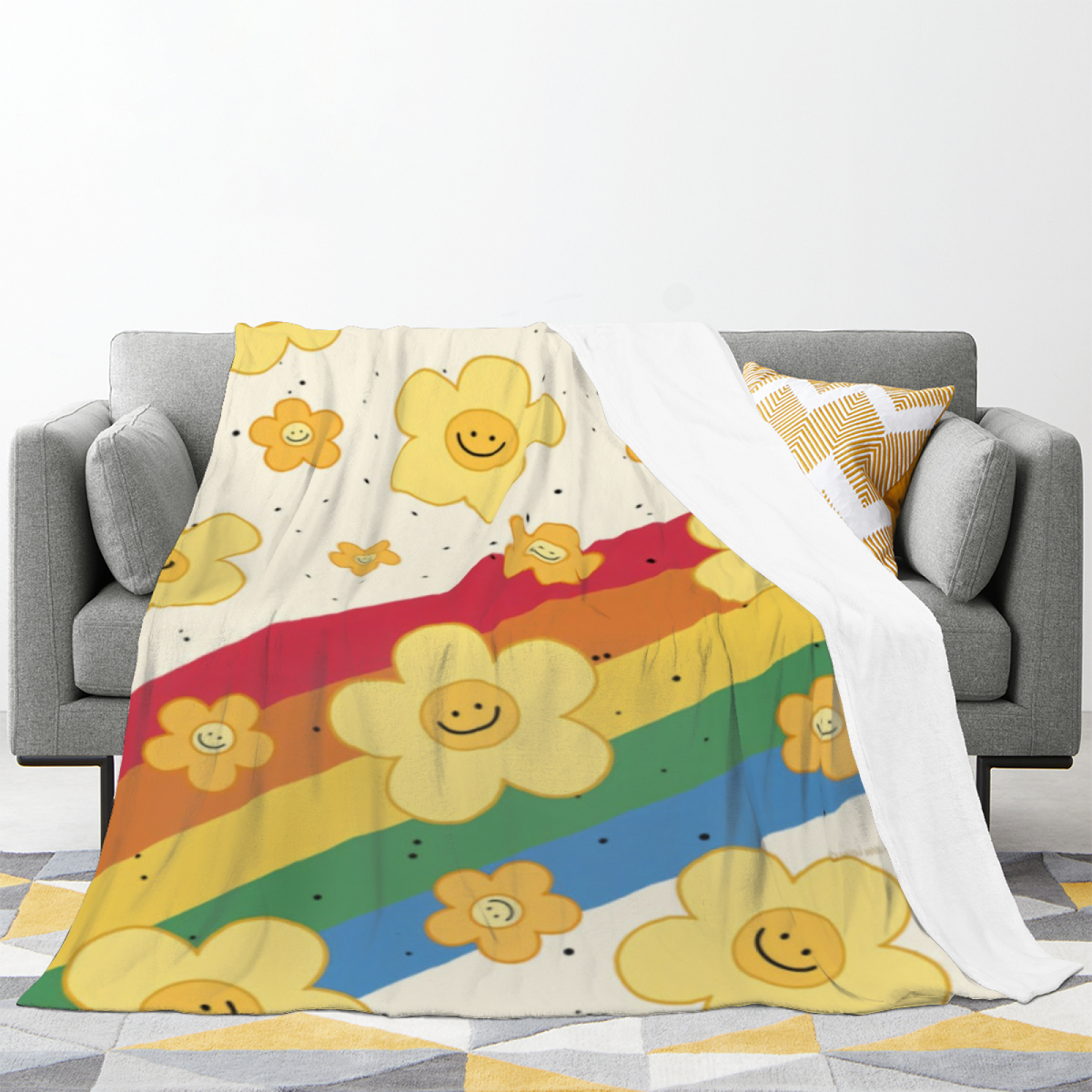 Statement Soft Neutral Golden Odyssey Plush Flannel Throw