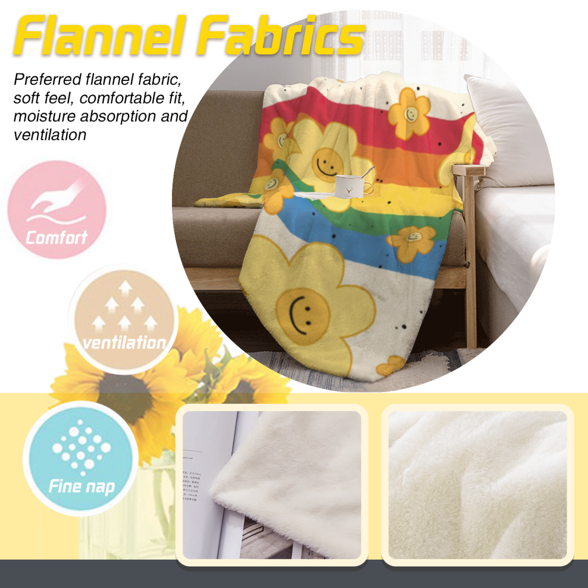 Statement Soft Neutral Golden Odyssey Plush Flannel Throw