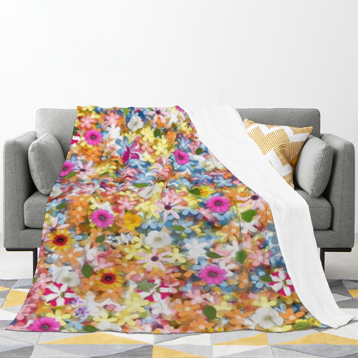 Celestial Spectrum Pastel Multicolor Modern Art Flannel Throw Blanket