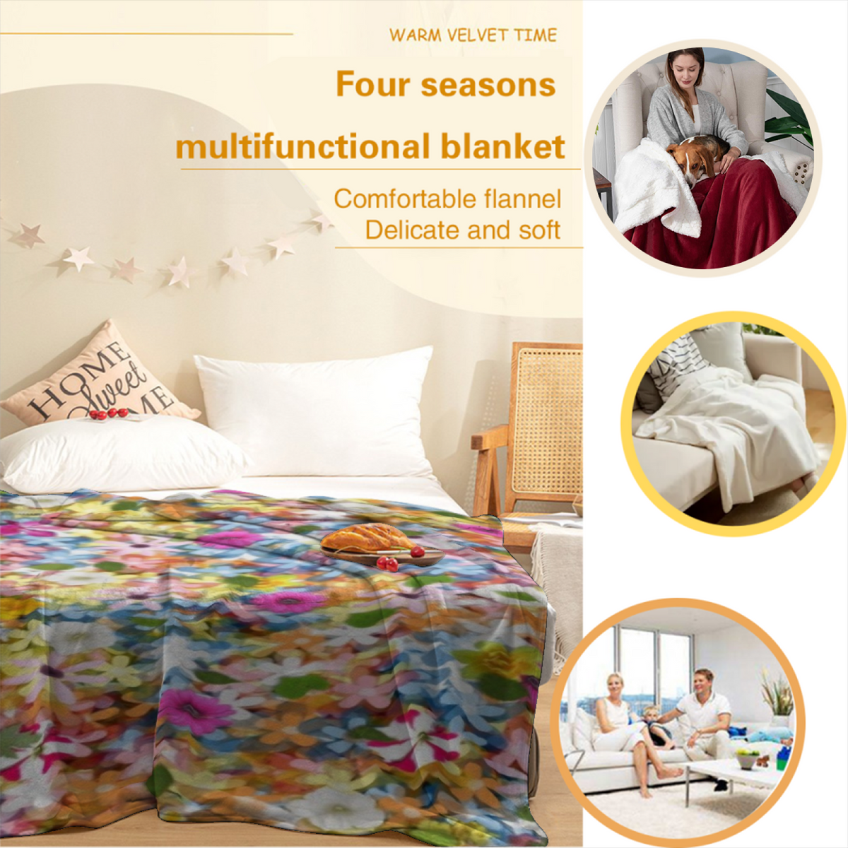 Celestial Spectrum Pastel Multicolor Modern Art Flannel Throw Blanket