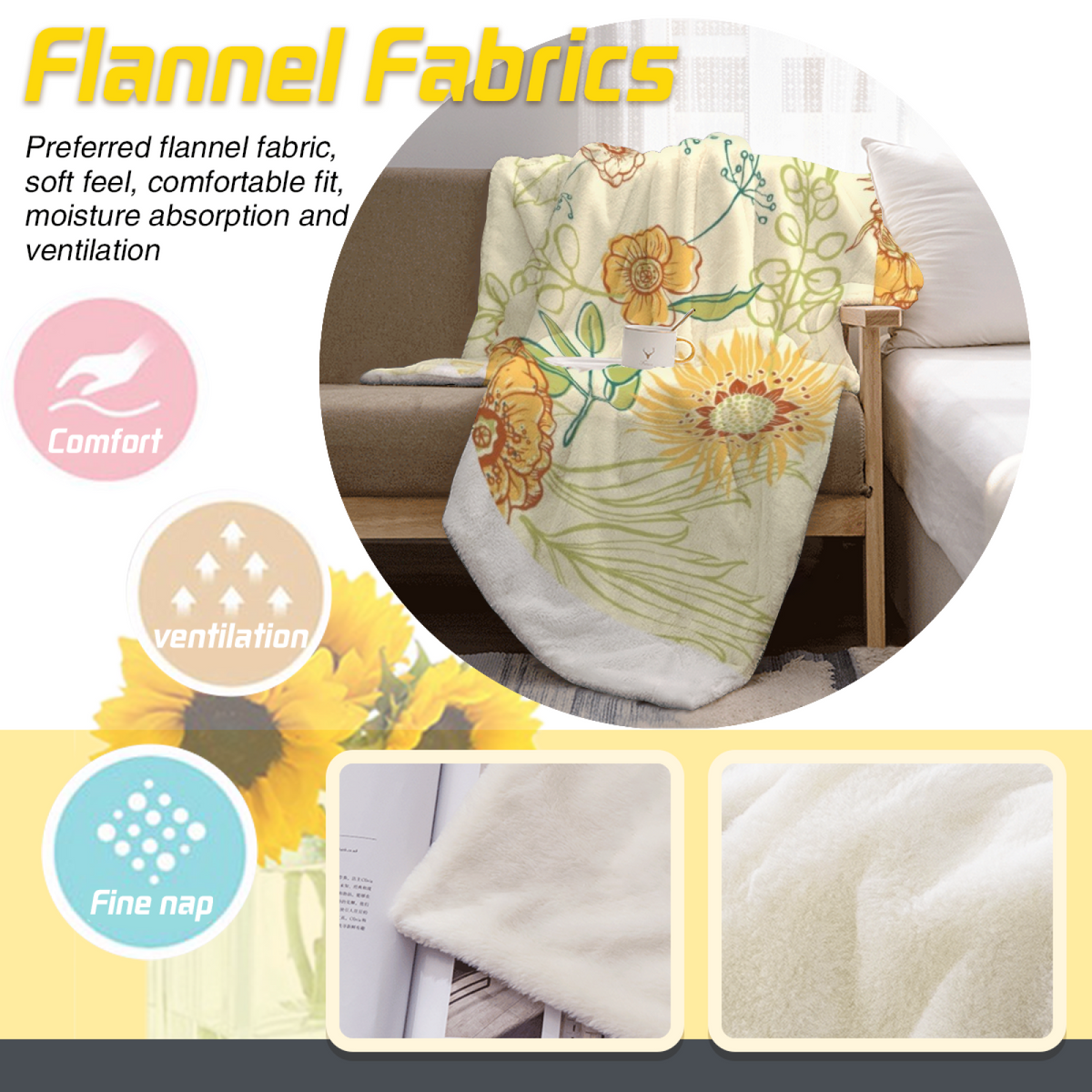 Dewdrop Vista Home Accent Soft Flannel Blanket ¨C Pastel Multicolor