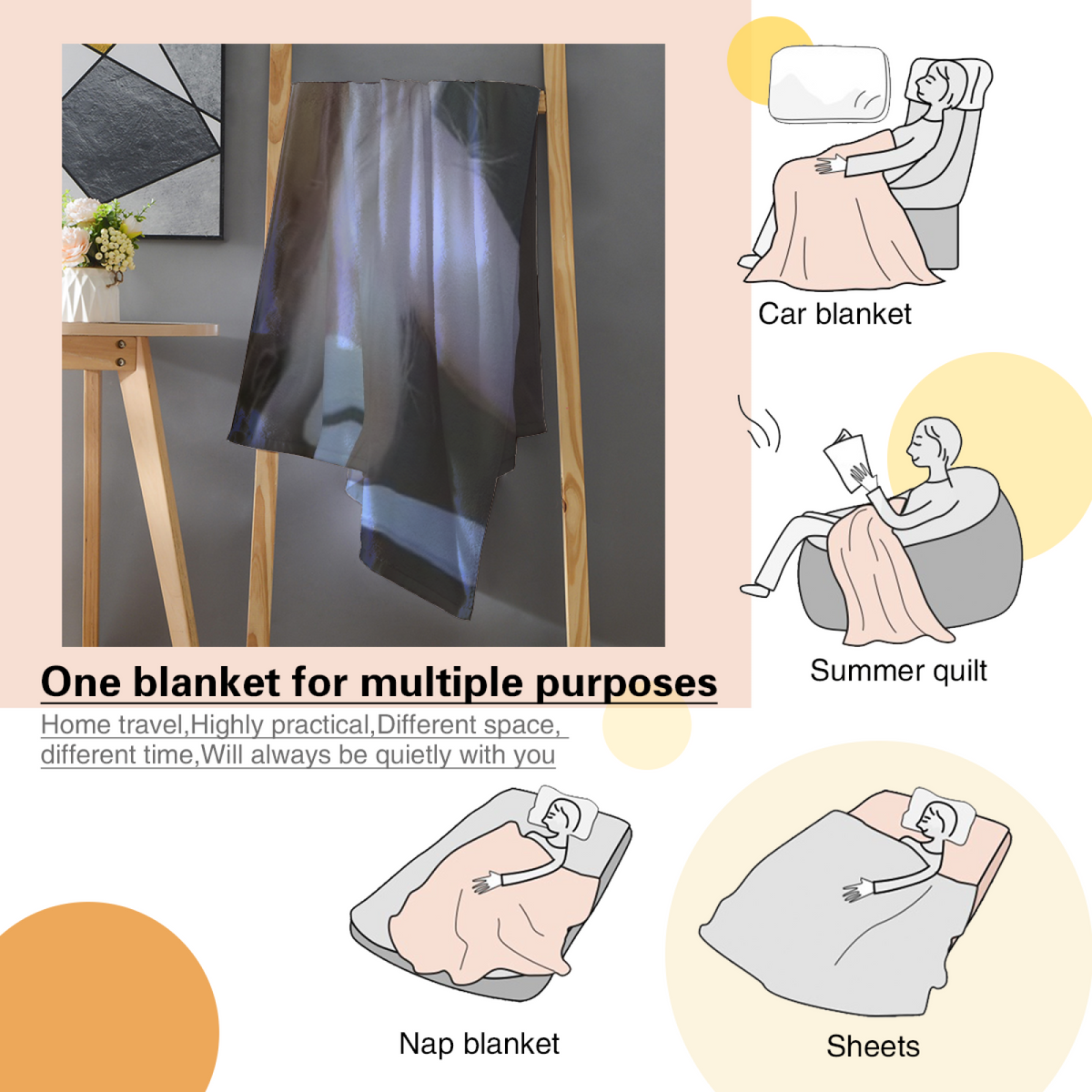 Pastel Multicolor Whimsical Decor All-Season Flannel Blanket ¨C Breezy Hearth Edition