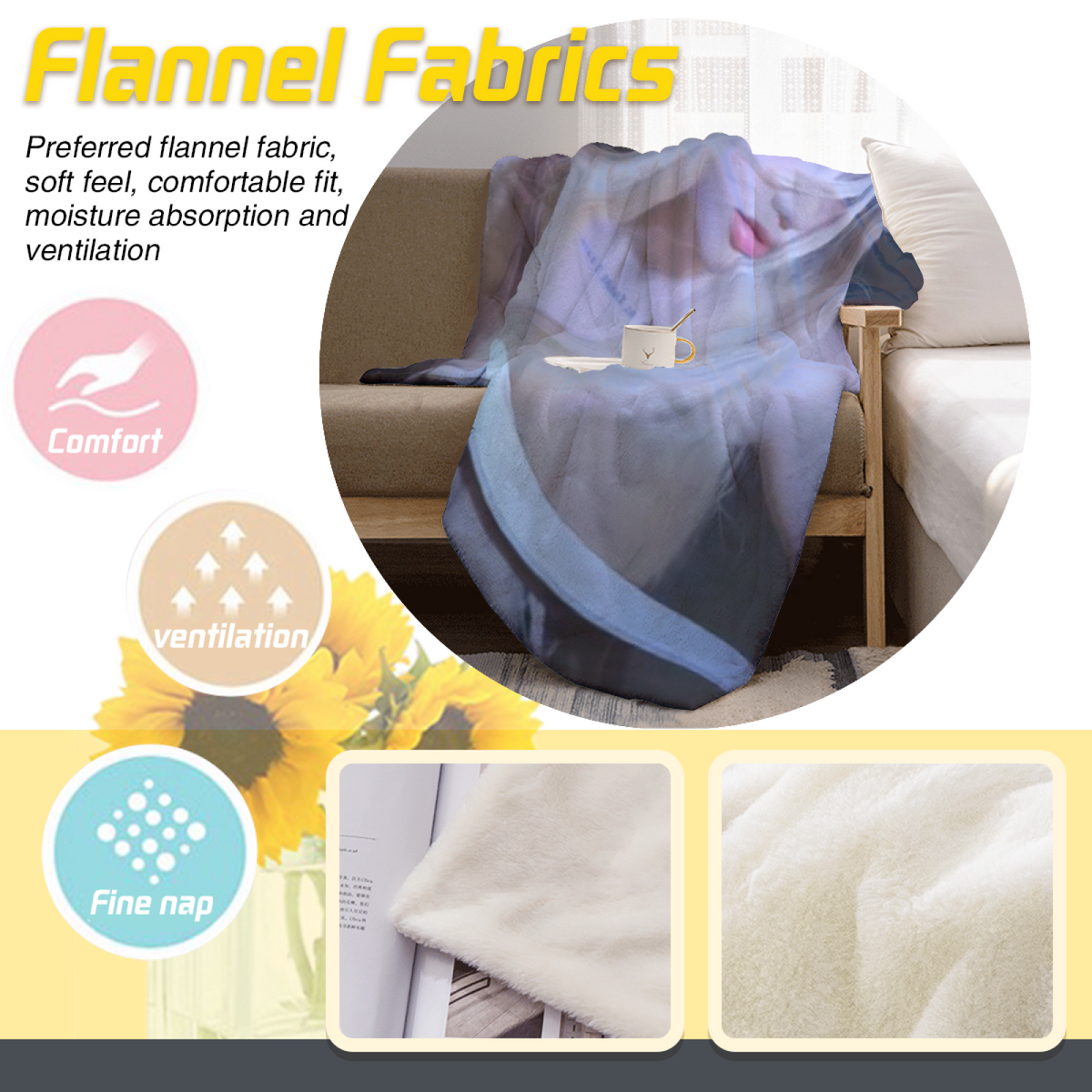 Pastel Multicolor Whimsical Decor All-Season Flannel Blanket ¨C Breezy Hearth Edition
