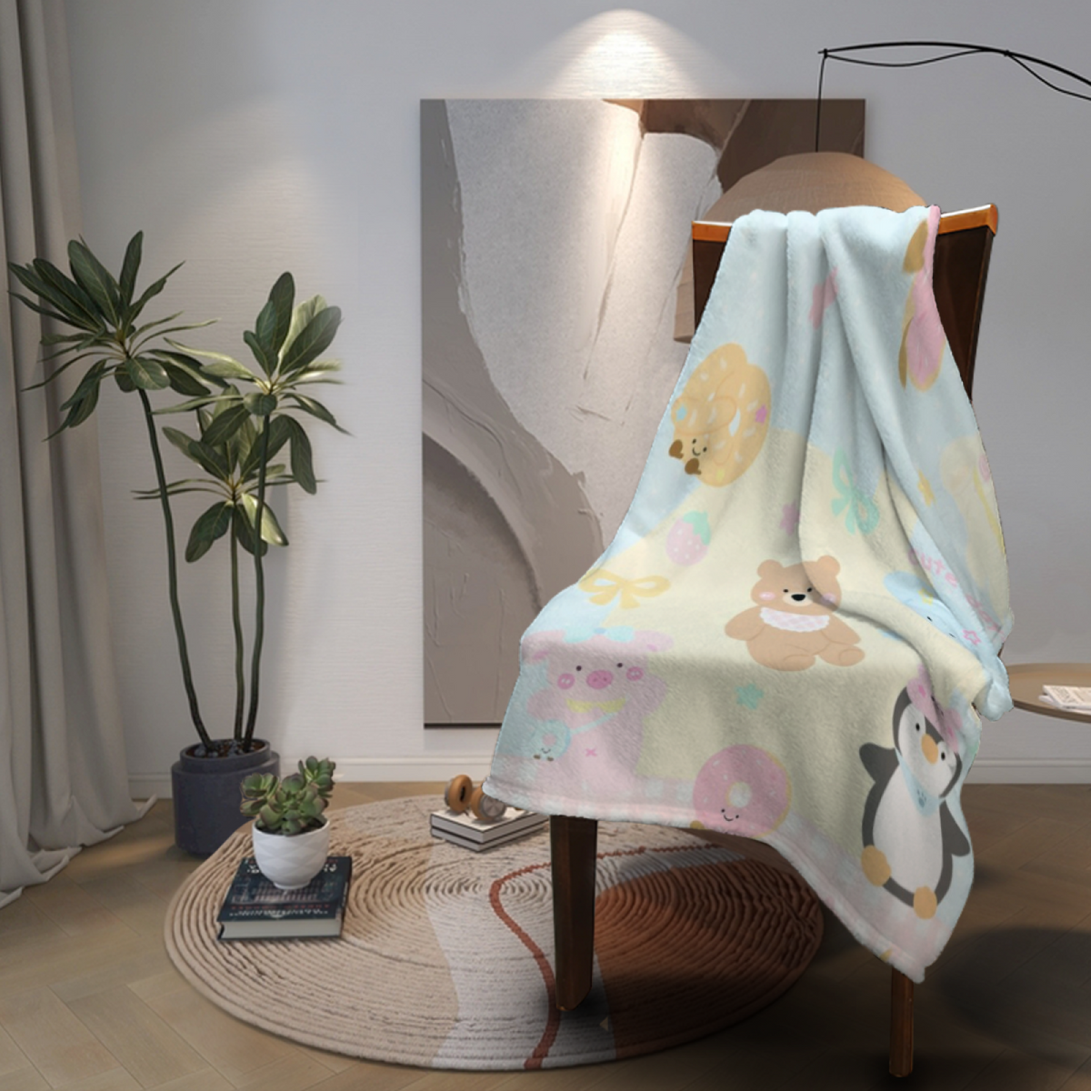 Hazy Picnic Inspired Flannel Sofa Throw ¨C Creamy Ivory Palette