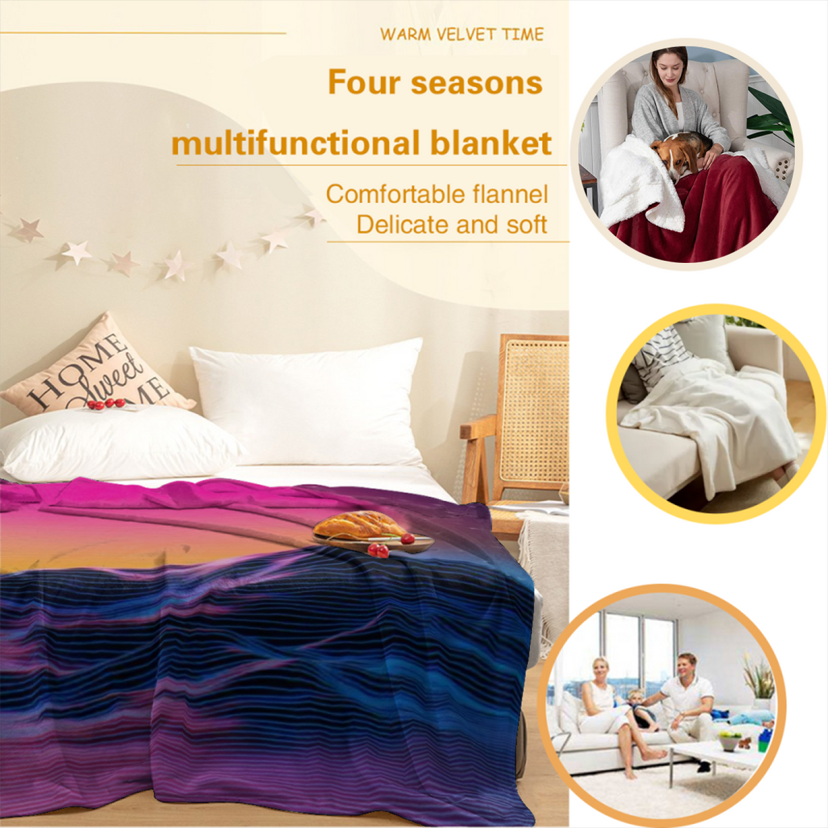 Misty & Vista Playful Graphic All-Season Flannel Blanket