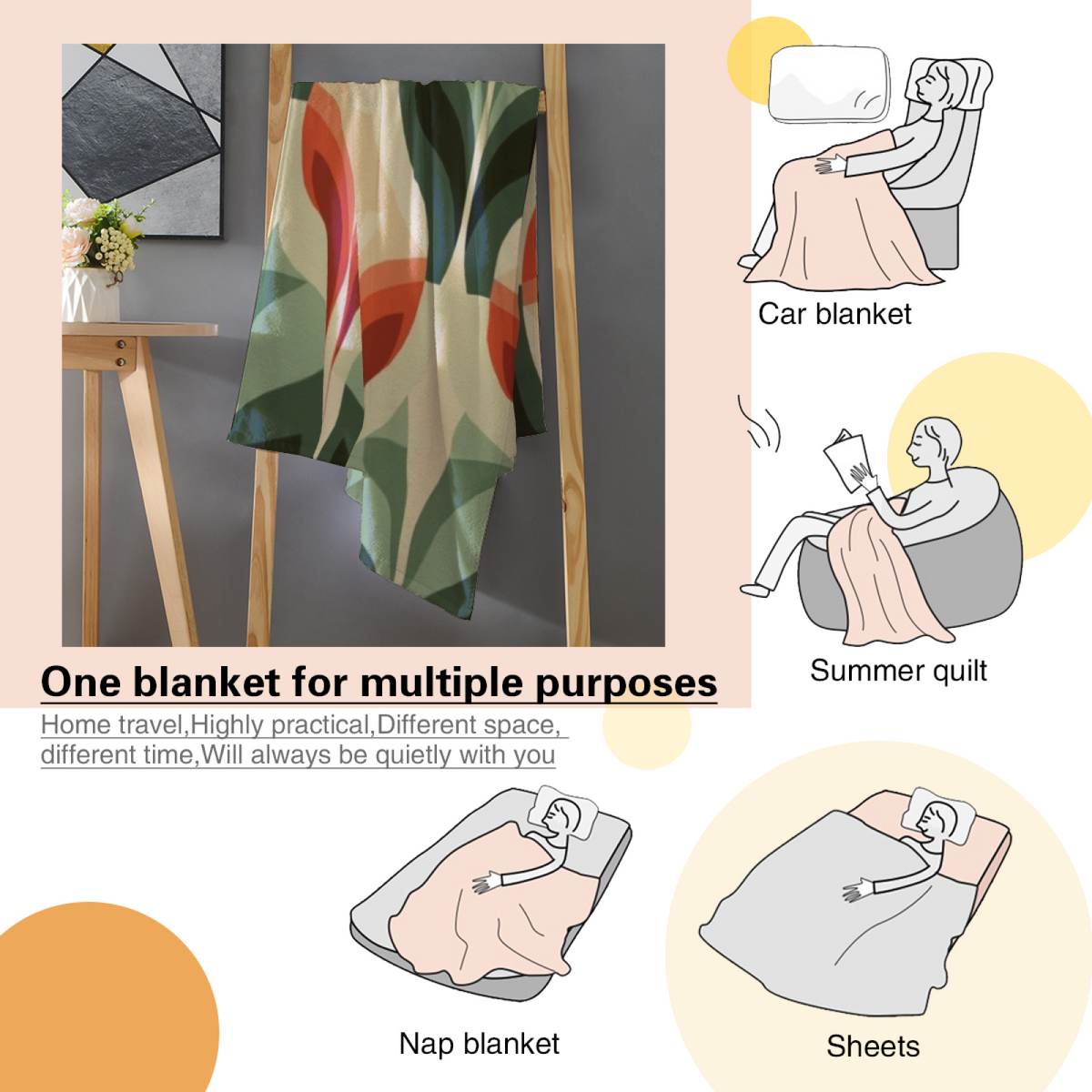 Pastel Multicolor Whimsical Decor All-Season Flannel Blanket ¨C Twilight Orchard Edition