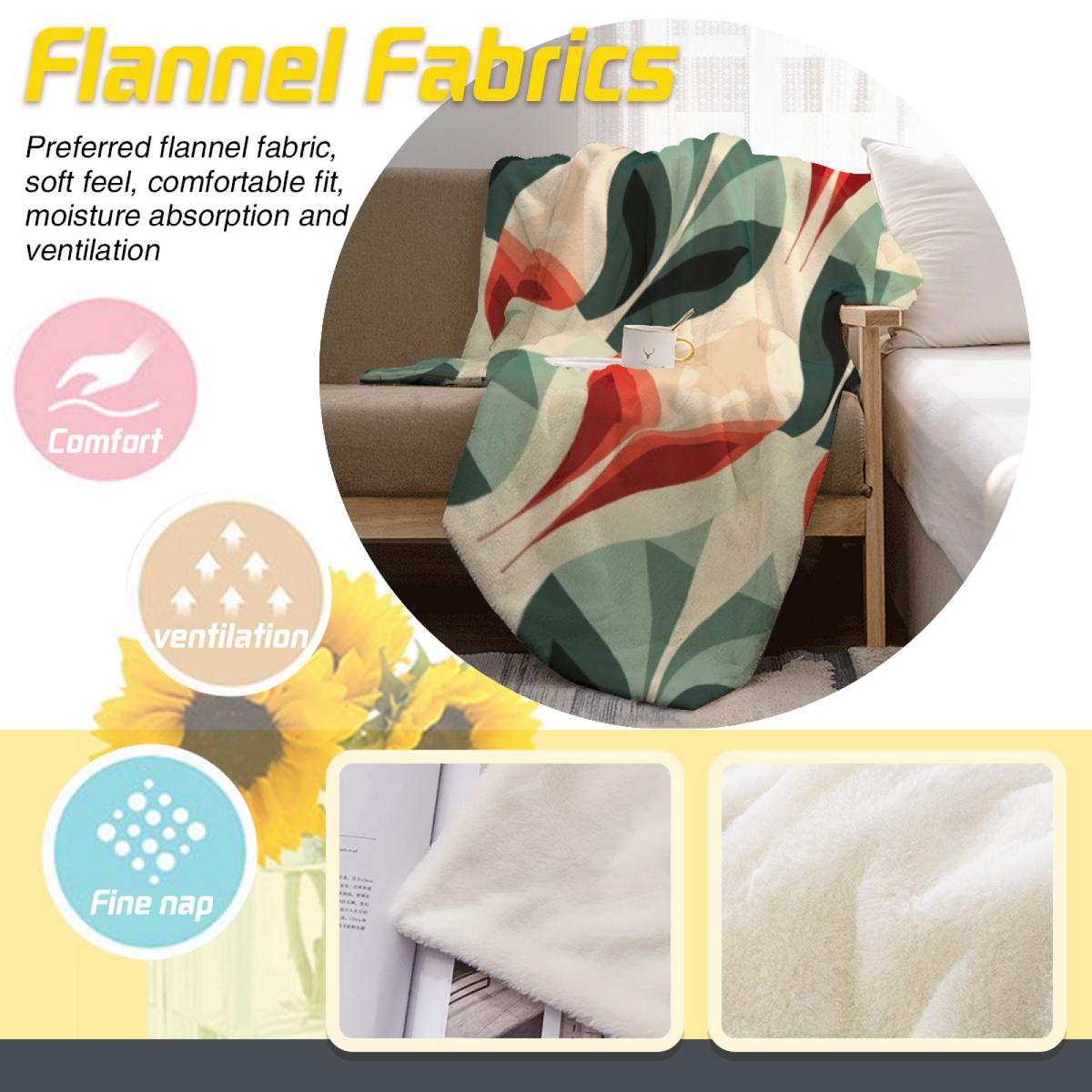 Pastel Multicolor Whimsical Decor All-Season Flannel Blanket ¨C Twilight Orchard Edition